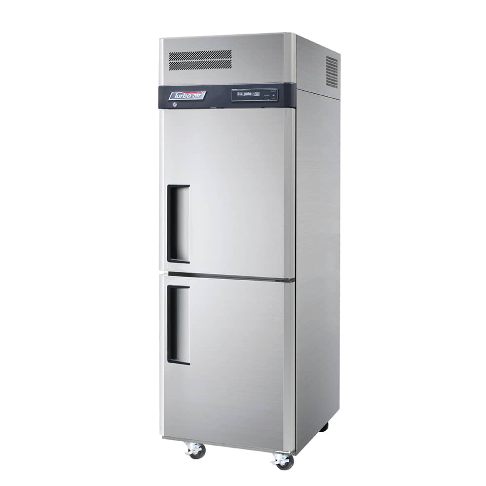 Turbo Air KR25-2-N top-mount upright fridge with 572L capacity, half doors, R290 refrigerant, stainless steel – front view, Australia