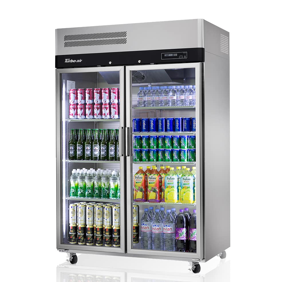 Turbo Air KR45-2G(HC) 2 Glass Door Display Fridge with 1215L Capacity & Stainless Steel Finish