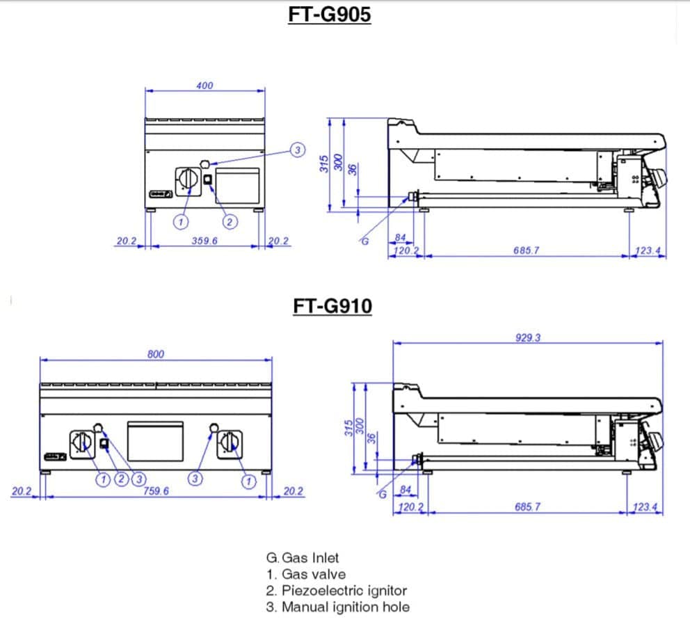 Fagor 900 series natural gas chrome 2 zone fry top FTG-C9-10L - Image 2